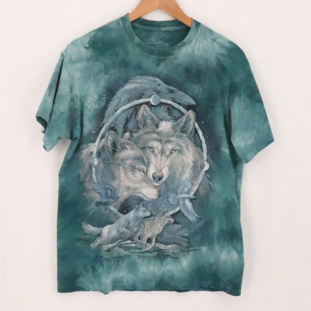 The Mountain Wolf Raven Tie Dye T-Shirt Mens Size M Navajo Arizona Jody Bergsma